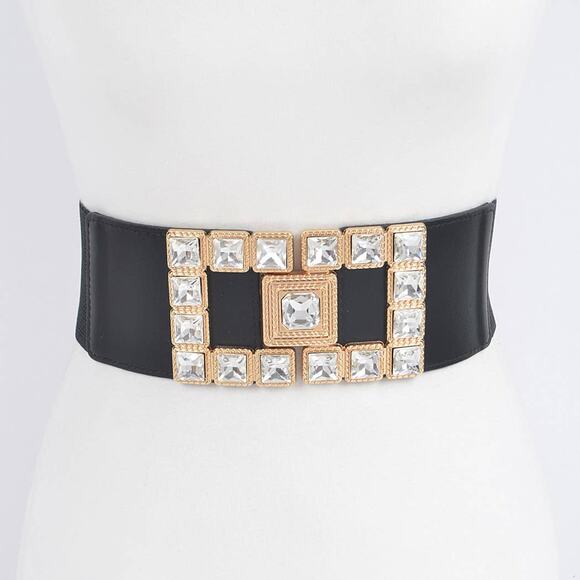 Rhinestone Buckles Plus Size Elastic Belt HB8647